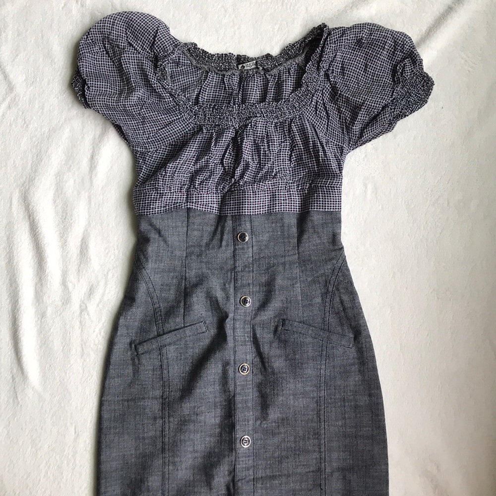 Sisline Pencil Style Denim Short Sleeve Dress